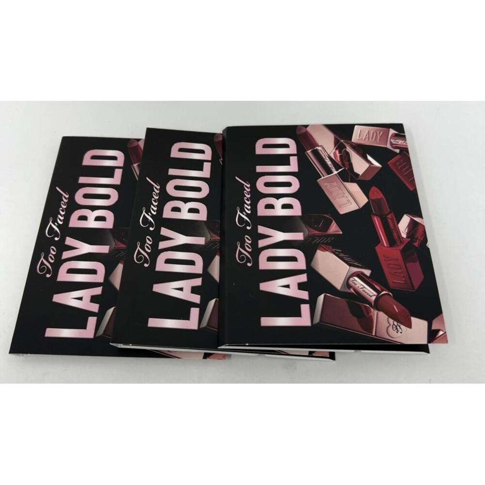 3X Too Faced Lady Bold Lipstick Sample Card 4 Shades 12HR Wear NEW SEALED J74